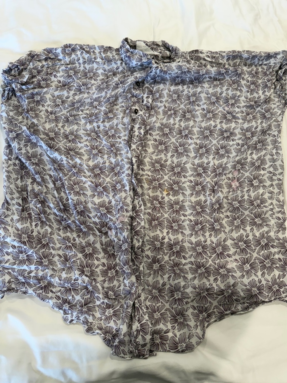 acacia swimwear White Top with Dark Purple Floral Print